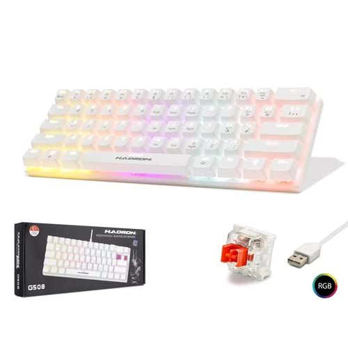 Hadron G508R Kablolu Oyuncu Mini Klavye Mekanik Red Switch Rgb Q Beyaz