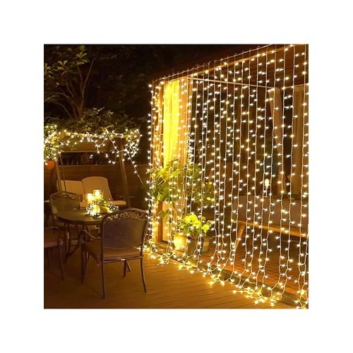 Animasyonlu Perde LED Işık Kalın Telli Saçak 240 LED Işık