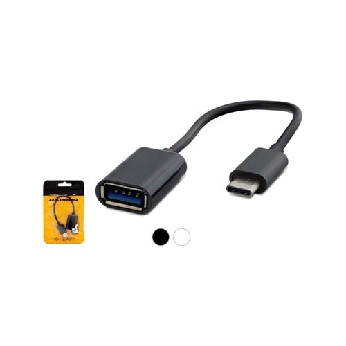 HADRON HDX1001 TYPE-C (M) TO USB (F) KABLO OTG POŞETLİ SİYAH