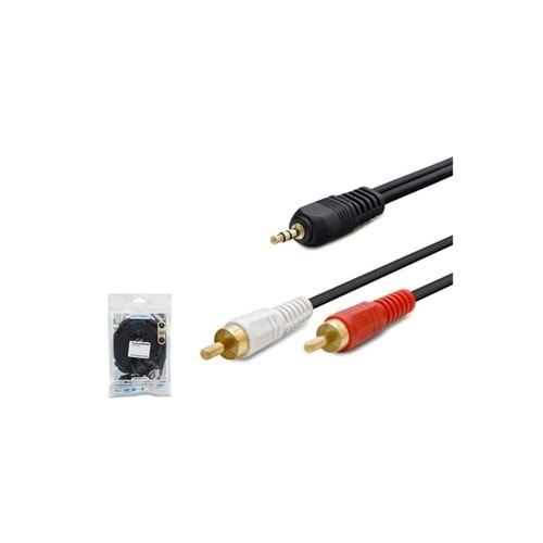 HADRON HDX1006 AUX3.5 (M) TO 2RCA (M) KABLO 2LINE GOLD 10M SİYAH