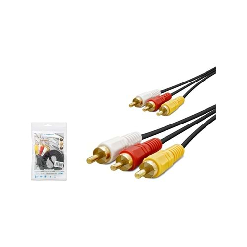 HADRON HDX1038 3RCA (M) TO 3RCA (M) KABLO GOLD 1.5M SİYAH