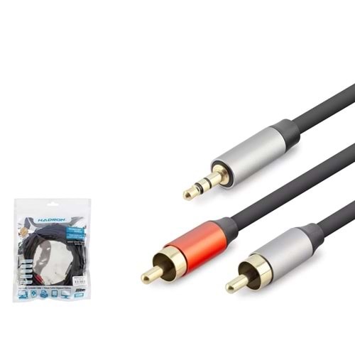 Hadron Hdx1075 3.5Mm To 2Rca Kablo 2Line Gold 5M Siyah