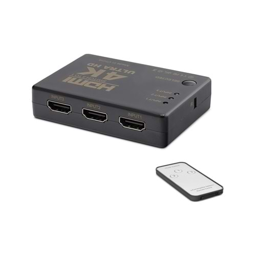 HADRON HDX1308 HDMI SWITCH 3GİRİŞ 1ÇIKIŞ 4K KUMANDALI 3PORT