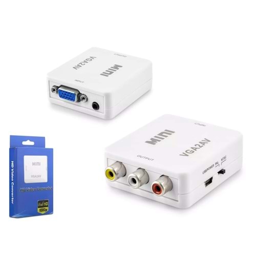 Hadron Hdx1352 Vga To Av Çevirici 1080P Full Hd Beyaz