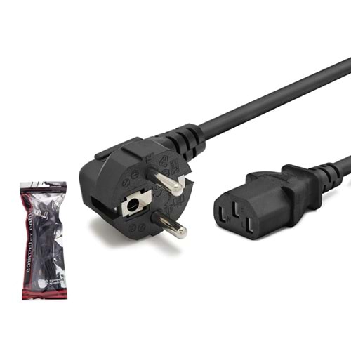 HADRON HDX5557 Kasa Güç Kablosu C13 3 Pin 1.5 mm 500W 1.5 m Siyah