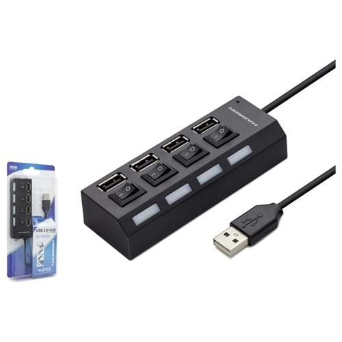 HADRON HDX7008 USB HUB 4PORT 4 ANAHTARLI SİYAH