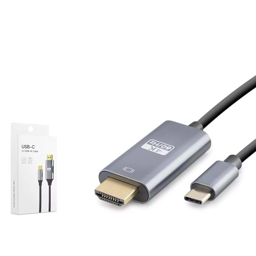 HADRON HDX7837 Type-C to HDMI Görüntü Kablosu 4K 60 Hz 1.8 m - Gri