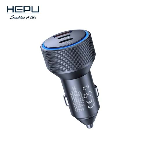 HEPU HP-780 105W Araç Şarj Cihazı – Süper Hızlı, 3 Çıkışlı Akıllı Dağıtım