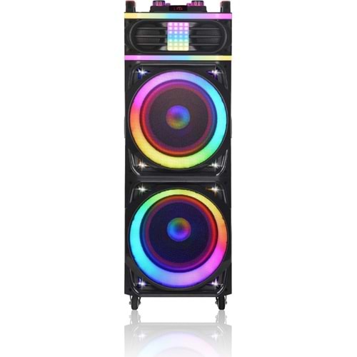 Hepu Hp 928 Taşınabilir Şarjlı Ahşap Bluetooth Parti Hoparlörü 100 w 12 inc*2 Subw Super Bass