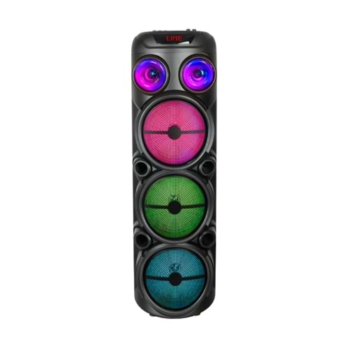 HEPU HP-974 Partybox Hoparlör – 20W Güç, 3 x 8” Woofer, RGB Işık Efektleri, Kablosuz Mikrofonlu