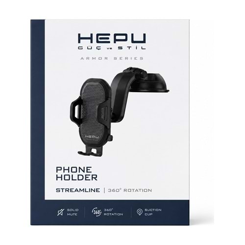 HEPU HP-AA03 Armor Araç İçi Telefon Tutucu – Güçlü Vantuzlu, 360° Dönebilen Tasarım