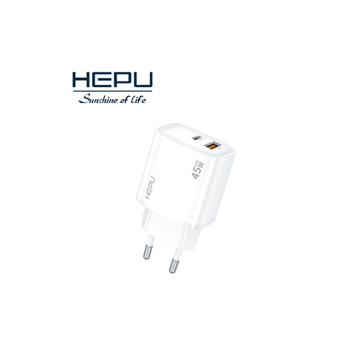 Hepu HP-C31 45W GaN Şarj Adaptörü + Type-C to Type-C Kablo – Çift Çıkışlı (Type-C + USB)