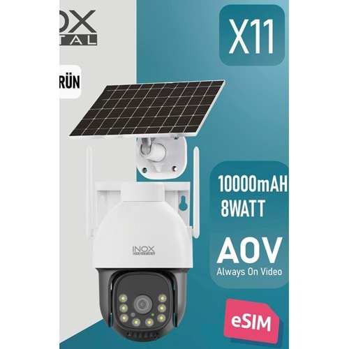Inox INOX-X11 E Sim Aov 7/24 Kayıt Gece Görüşlü Kablosuz Güvenlik Kamerası Tüm Mekanlar İçin