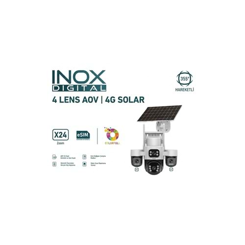 INOX-X24 3 MOTORLU 4 KAMERALI ESİM 4G SOLAR KAMERA geliştirilmiş seri K.8273