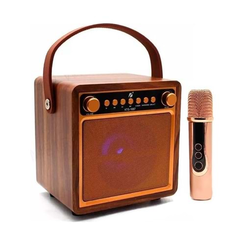 KTS-1687 Kablosuz Mikrofonlu Ledli Taşınabilir Bluetooth Hoparlör