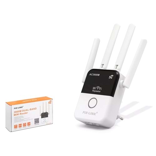 Pix-Link LV-AC35Q AC1200 Dual Band WiFi Sinyal Güçlendirici Repeater 1200MbpsSiyah / Beyaz