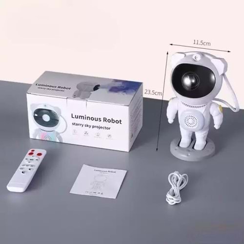 Astronot Projektör MXS-006 Bluetooth Hoparlör Yıldız Işıklı Galaksi Samanyolu Gece Lambası Kumandalı
