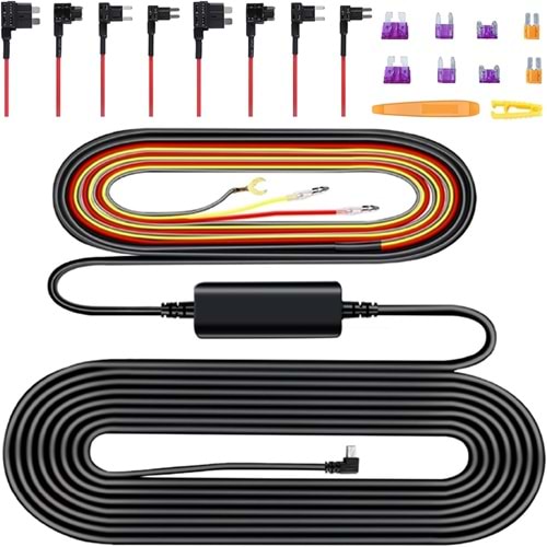 Alçak Gerilim Koruması için Çok Boyutlu, 10.5ft Tip C ile Dash Cam Hardwire Kiti, Park Modu, USB C Güç Bağlantı Noktası, 24H Park İzleme Etkinleştirir