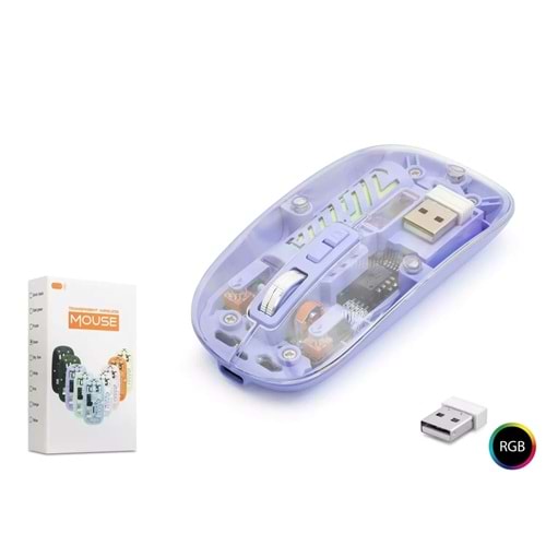 Nodar Nd1201p Wireless Şeffaf Mouse Mor