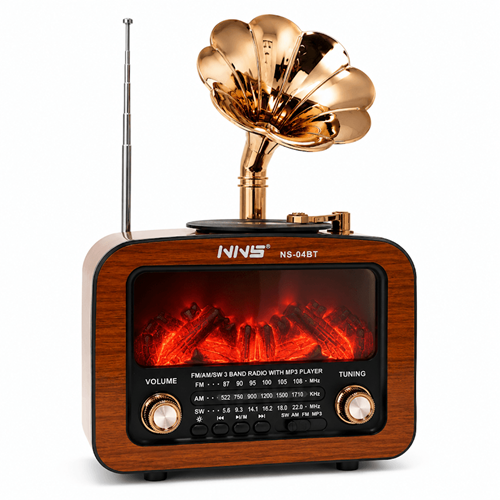 GLR NS-04A Nostaljik Şömine Görünümlü Bluetooth Radyo Hoparlör