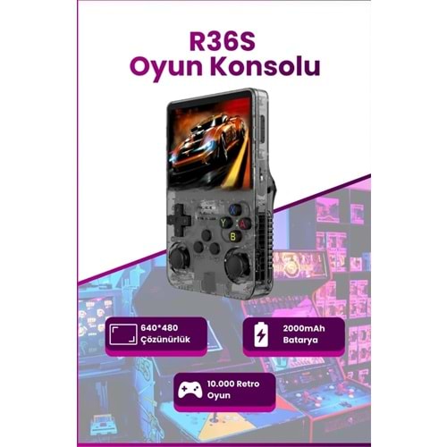 SEYUTECH R36S Oyun Konsolu Yeni Nesil El Atarisi 64GB 15.000+ Oyun 3.5inç HD Ekran