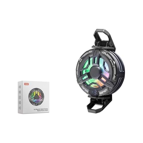 HADRON S38 Manyetik Klipsli Telefon Soğutucu Fan RGB Isı Göstergeli Siyah