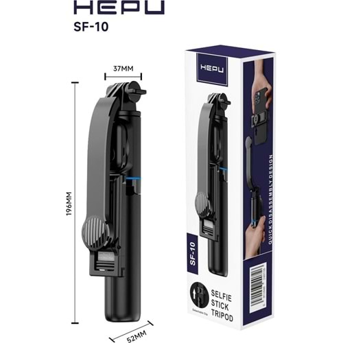 HEPU SF-10 Taşınabilir Selfie Stick Tripod – Çıkarılabilir Telefon Tutucu, Hızlı Kurulum