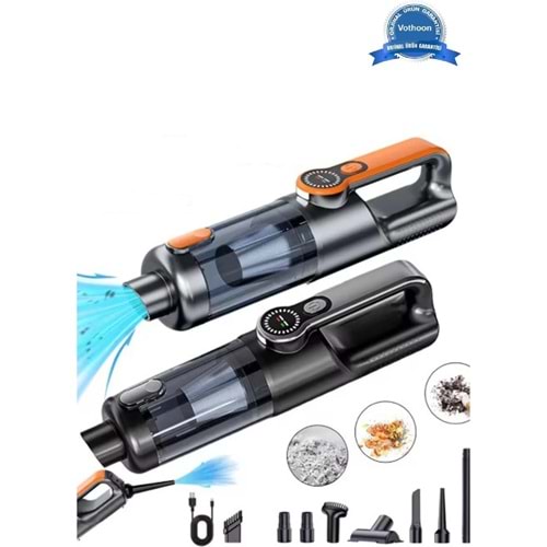 HARVOX ST126 PLUSIşıklı Araç Süpürgesi Kablosuz 20.000 Pascal Çekim Gücü Vakum ve Üfleme 2in1 10BAŞLIK Metal Filtreli