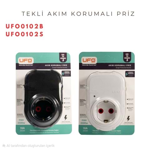 UFO TEKLİ AKIM KORUMALI PRİZ SİYAH