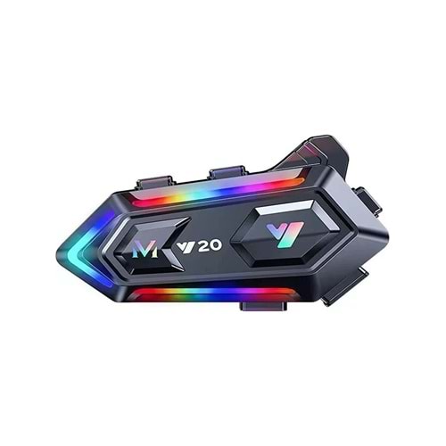 Y20 Motor Kurye Kask Kulaklık Rgb Modlu Bluetooth Motosiklet Kulaklık 5.3 Bluetooth Interkom