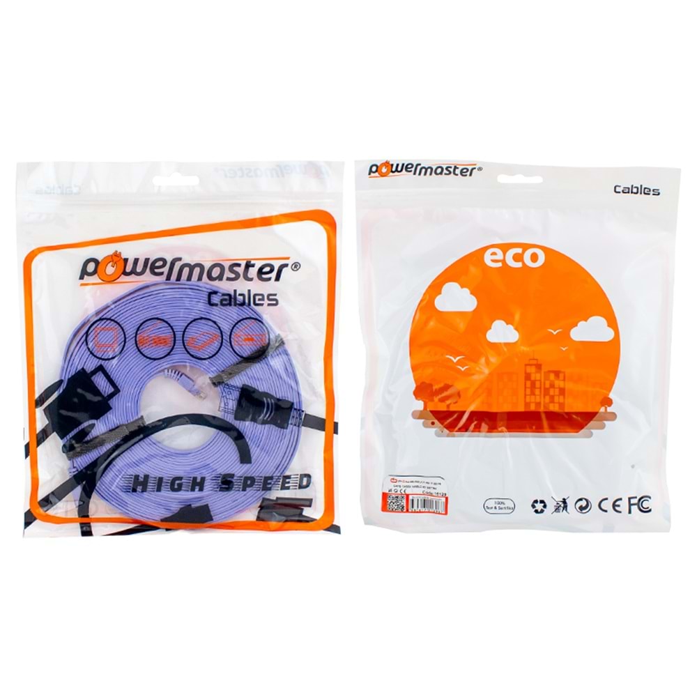 POWERMASTER 10 METRE POŞETLİ CAT6 YASSI KABLO