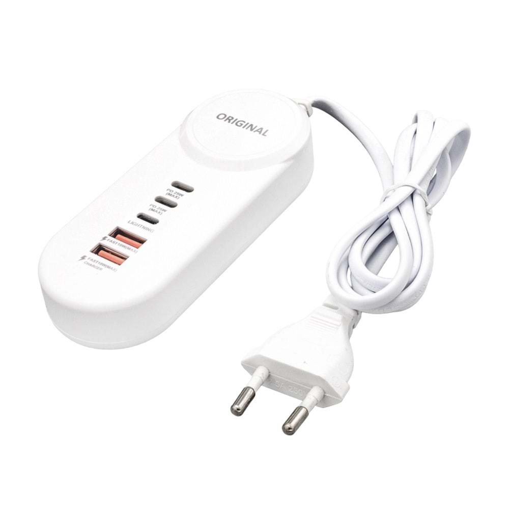 POWERMASTER PM-20659 25W PD LIGHTNING+ 2 TYPE-C + 2 USB ŞARJ ADAPTÖR