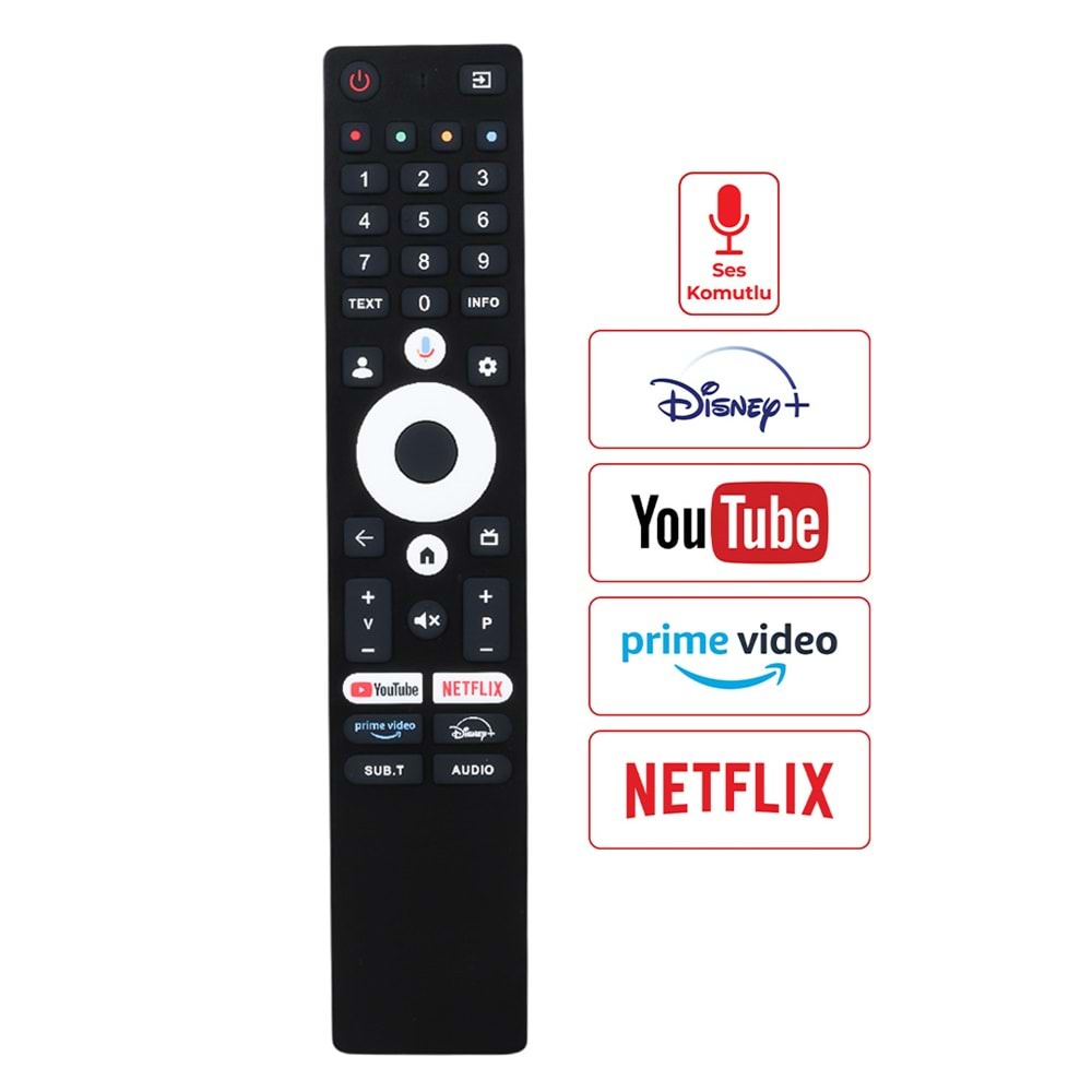 WEKO KL STRONG*PROFİLO*ONVO*SENNA GOOGLE TV NETFLIX-YOUTUBE-PRIME VIDEO-DISNEY+ TUŞLU SES KOMUTLU LCD-LED TV KUMANDA