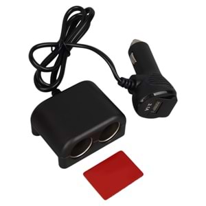 OLESSON 1641 12-24V TEK USB GİRİŞLİ 120W 80CM KABLOLU DİJİTAL VOLTAJ EKRANLI 2'Lİ ARAÇ ÇAKMAK ÇOKLAYICI
