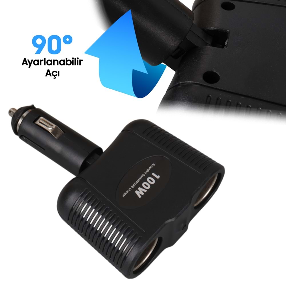 OLESSON 1643 12-24V 100W 2'Lİ ARAÇ ÇAKMAK ÇOKLAYICI