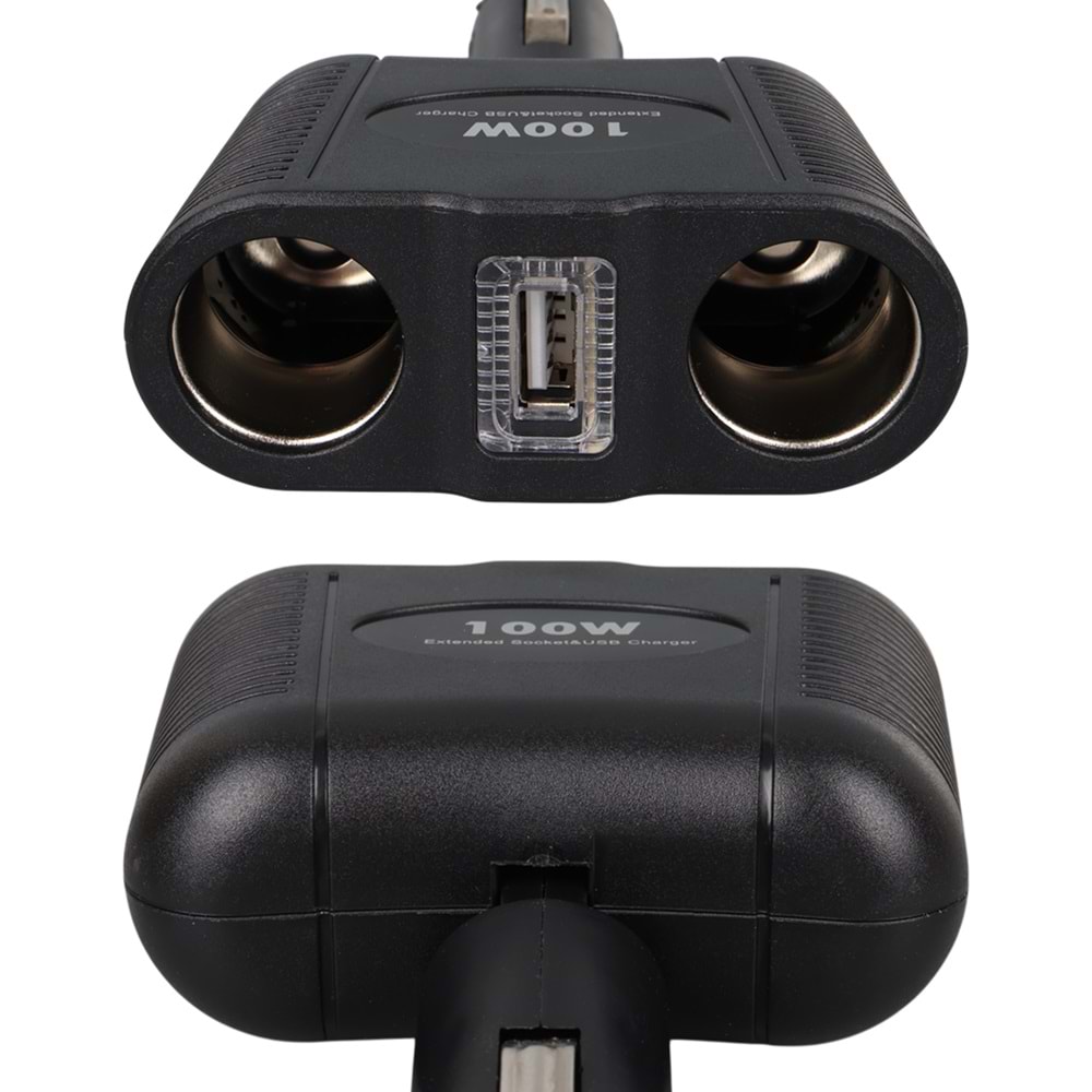 OLESSON 1646 12-24V TEK USB GİRİŞLİ 100W ÇİFTLİ ARAÇ ÇAKMAK ÇOKLAYICI