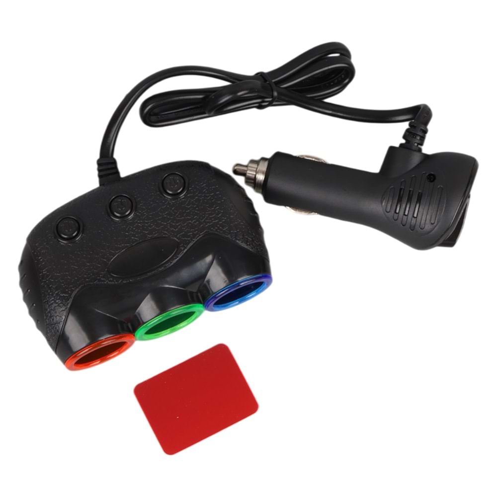 OLESSON 1633 12-24V 3'LÜ USB'Lİ 120W 80CM KABLOLU DİJİTAL EKRANLI ARAÇ ÇAKMAK ÇOKLAYICI