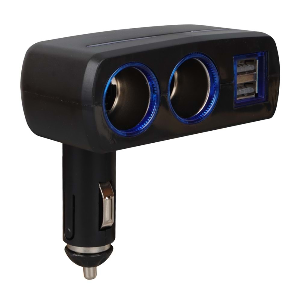 OLESSON 1637 12-24V ÇİFT USB GİRİŞLİ 120W 2'Lİ ARAÇ ÇAKMAK ÇOKLAYICI