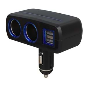 OLESSON 1637 12-24V ÇİFT USB GİRİŞLİ 120W 2'Lİ ARAÇ ÇAKMAK ÇOKLAYICI