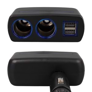 OLESSON 1637 12-24V ÇİFT USB GİRİŞLİ 120W 2'Lİ ARAÇ ÇAKMAK ÇOKLAYICI