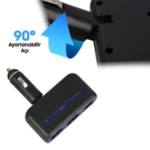 OLESSON 1637 12-24V ÇİFT USB GİRİŞLİ 120W 2'Lİ ARAÇ ÇAKMAK ÇOKLAYICI