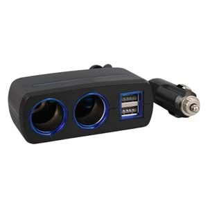 OLESSON 1638 12-24V ÇİFT USB GİRİŞLİ 120W 80 CM KABLOLU 2'Lİ ARAÇ ÇAKMAK ÇOKLAYICI