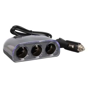 OLESSON 1505 12-24V ÇİFT USB GİRİŞLİ 120W 80CM KABLOLU 3'LÜ ARAÇ ÇAKMAK ÇOKLAYICI
