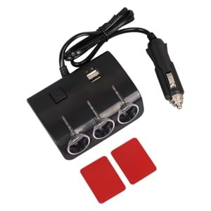 OLESSON 1506 12-24V ÇİFT USB GİRİŞLİ 120W 80 CM KABLOLU 3'LÜ ARAÇ ÇAKMAK ÇOKLAYICI