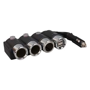 OLESSON 1508 12-24V ÇİFT USB GİRİŞLİ 120W 80CM KABLOLU 3'LÜ ARAÇ ÇAKMAK ÇOKLAYICI