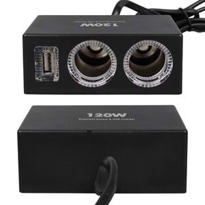 OLESSON 1522 12-24V TEK USB GİRİŞLİ 120W 80CM KABLOLU 2'Lİ ARAÇ ÇAKMAK ÇOKLAYICI
