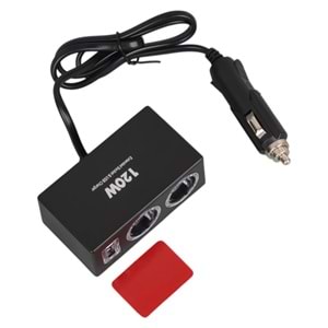 OLESSON 1522 12-24V TEK USB GİRİŞLİ 120W 80CM KABLOLU 2'Lİ ARAÇ ÇAKMAK ÇOKLAYICI