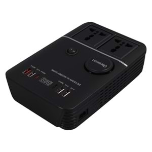 OLESSON 1661 DC 12-24V 200W OTO ARAÇ POWER İNVERTER 2X ÇAKMAK GİRİŞİ - 2X TYPE-C - 4X USB - 2X 220V ÜNİVERSAL PRİZ