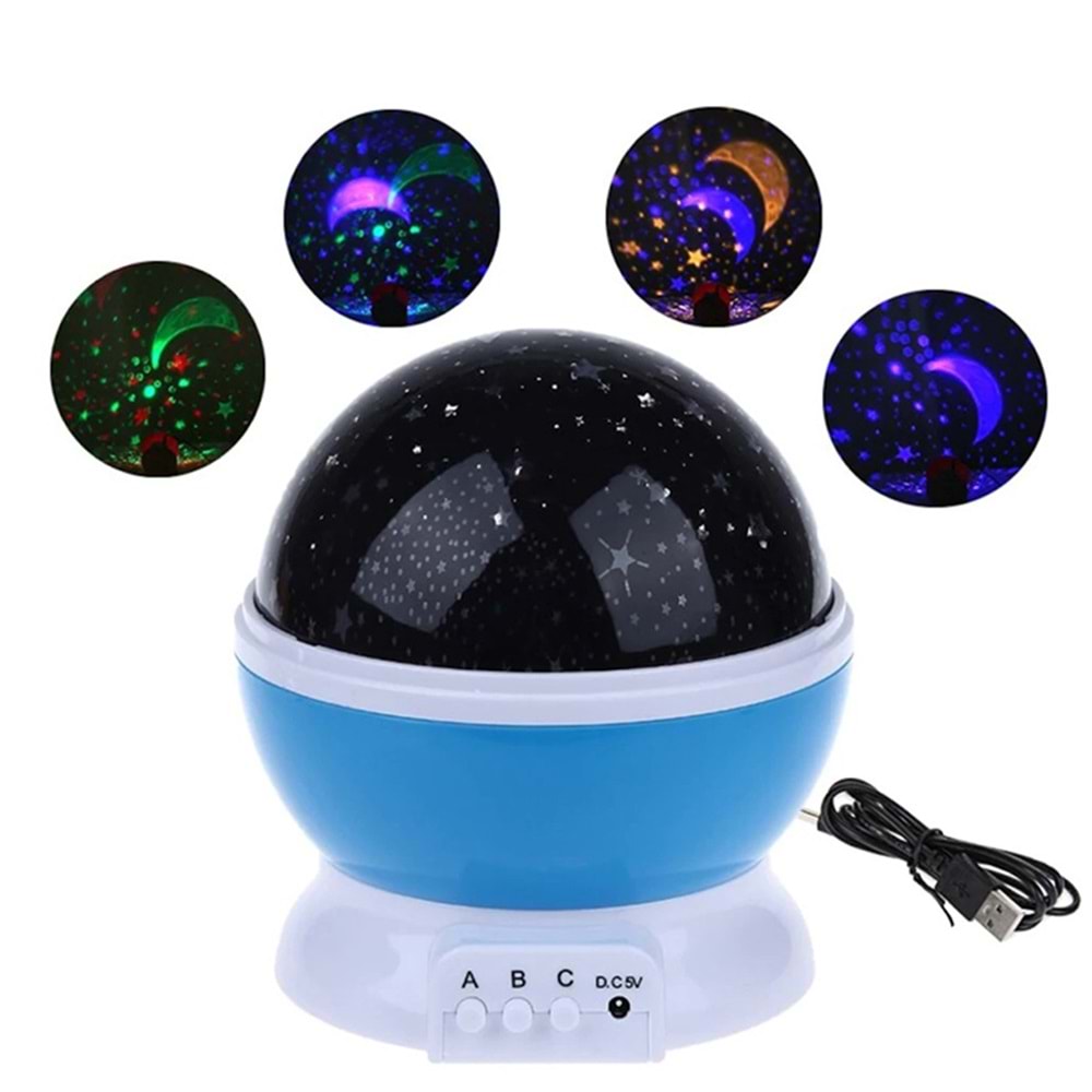 STARMASTER KLC-03 YILDIZ YANSITMALI KÜRE TİP GECE LAMBASI KALEM PİLLİ + 5 VOLT İLE ÇALIŞIR