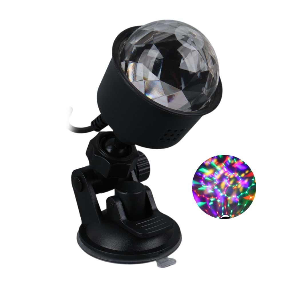 LEDX AL-KX-6889 PROJEKSİYON ATMOSFERLİ USBLİ 4W ŞARJLI SİHİRLİ RGB LED DİSKO TOPU